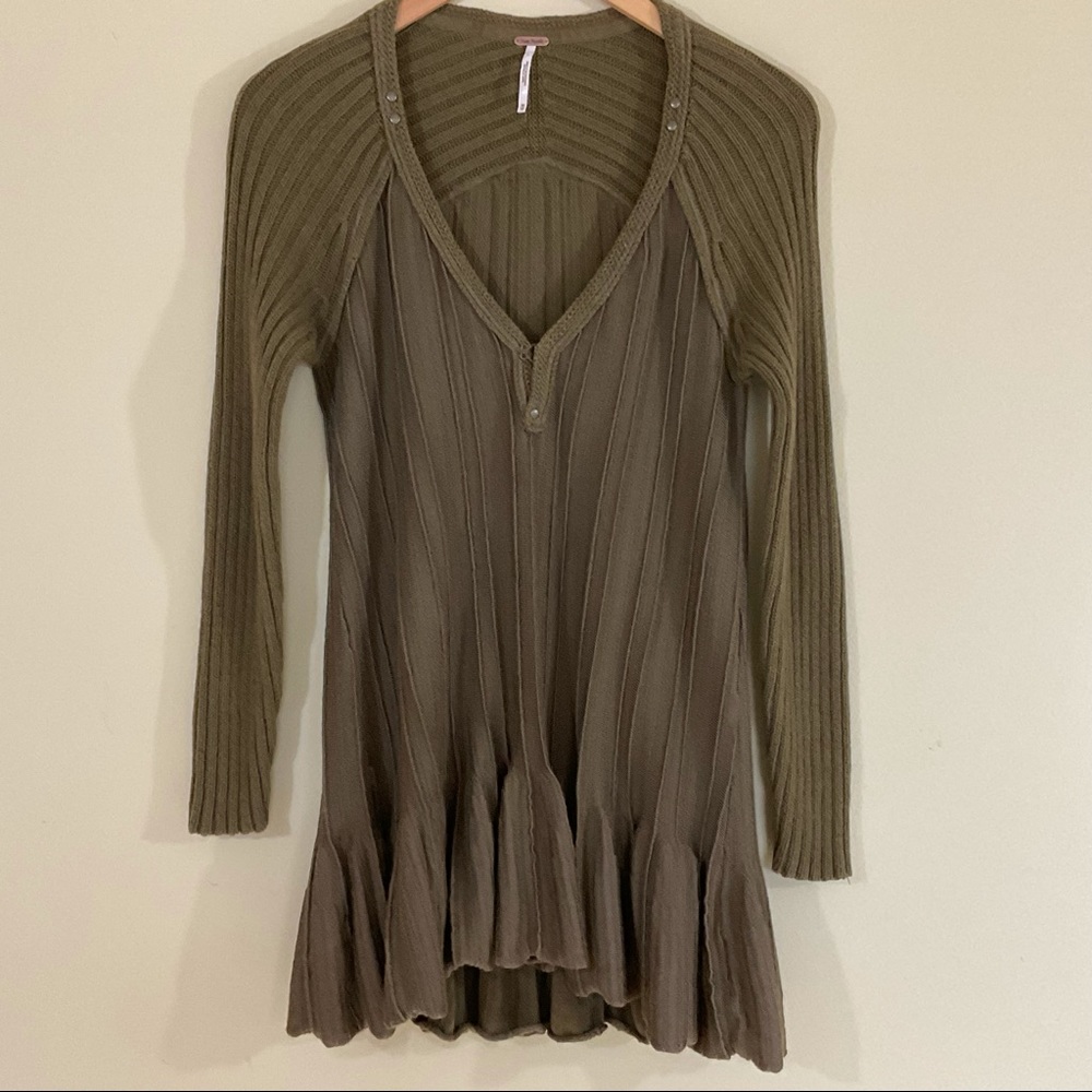 Free People Ribbed Knit Sweater Top XS - Picture 3 of 16